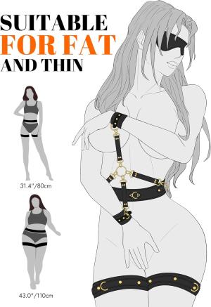 BDSM Bondage Kit 6PCS – Adjustable Handcuffs, Waist Strap & Blindfold Set for Couples